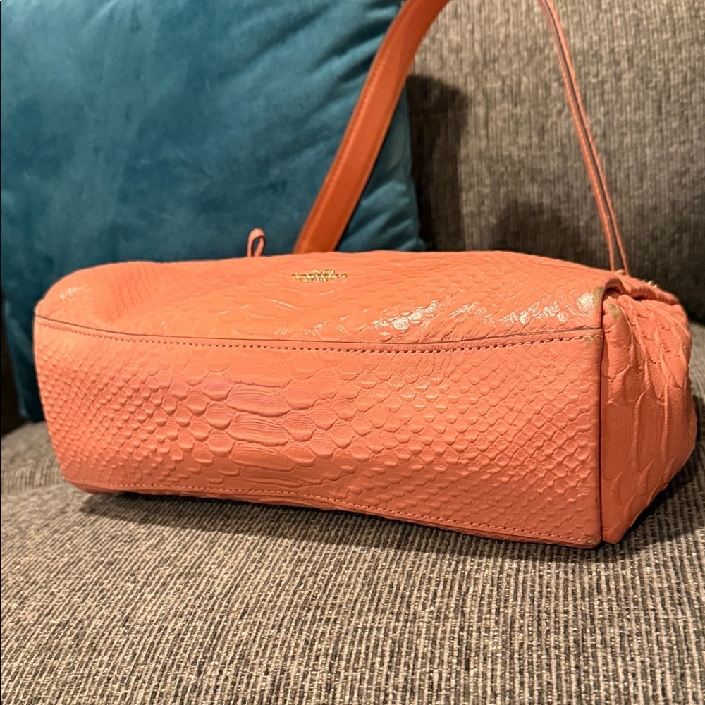 Coach soft snake leather Peach pink Bag hobo with coa gold hangtag purse - Picture 9 of 16